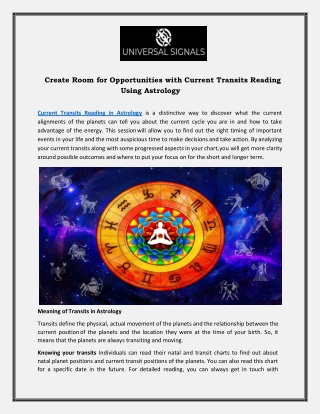 Current Transits Reading in Astrology