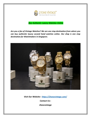 Buy Authentic Luxury Watches Online