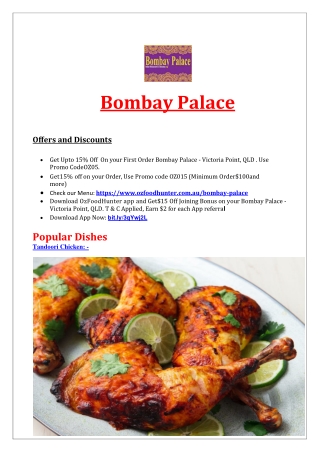15% Off - Bombay Palace Menu - Indian restaurant Victoria Point, Qld