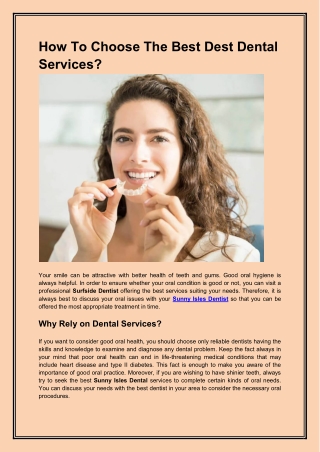 How To Choose The Best Dest Dental Services
