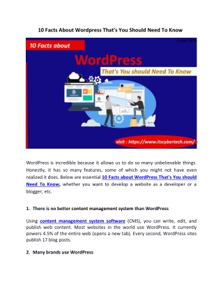 10 Facts About Wordpress That's You Should Need To Know