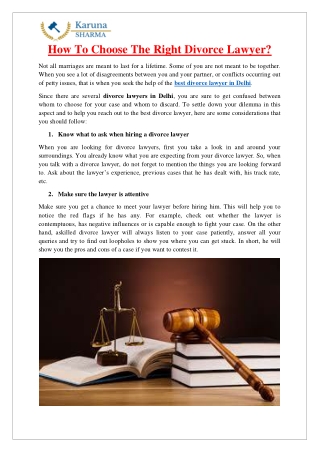 How To Choose The Right Divorce Lawyer