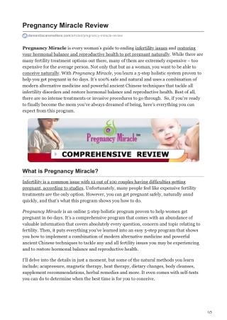 Pregnancy Miracle Reviews