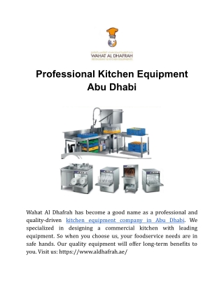 Professional Kitchen Equipment Abu Dhabi