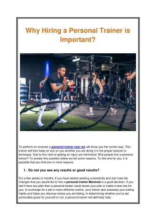 Why Hiring a Personal Trainer is Important