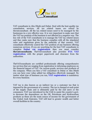 VAT Consultants in UAE - Register for VAT and FTA VAT
