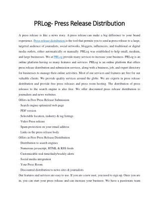 PRLog- Press Release Distribution