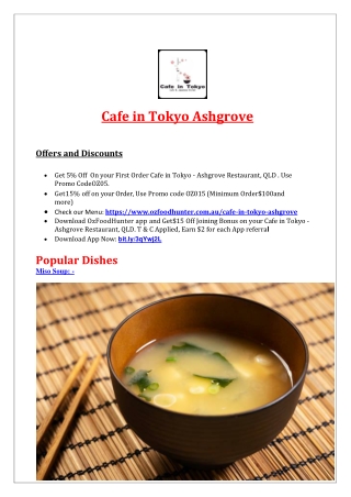5% Off - Cafe in Tokyo Ashgrove Japanese Menu Restaurant, QLD