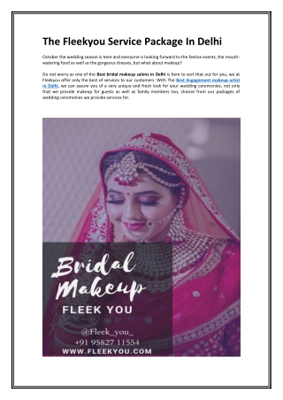 The Fleekyou Service Package In New Delhi