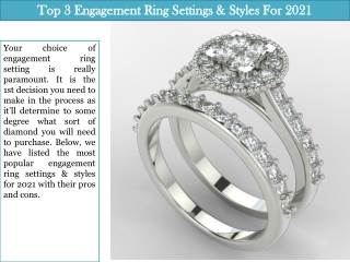 Top 3 Engagement Ring Settings And Styles For 2021