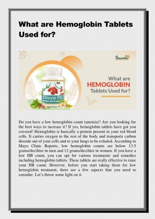 What are Hemoglobin Tablets Used for