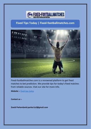 Fixed Tips Today | Fixed-footballmatches.com