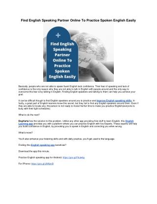 Find English Speaking Partner Online To Practice Spoken English Easily