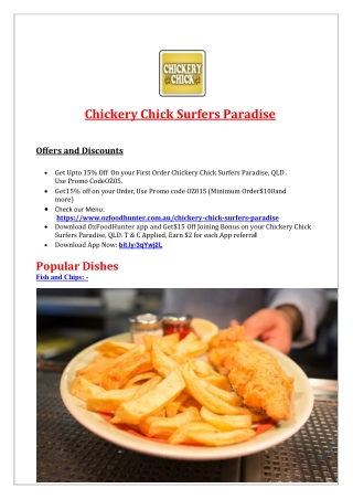 15% Off - Chickery Chick Takeaway Surfers Paradise menu, QLD