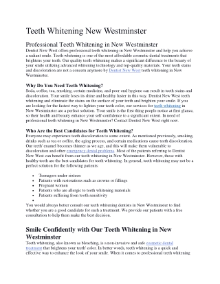 Teeth Whitening New Westminster