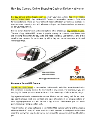 Buy Spy Camera Online Shopping Cash on Delivery at Home