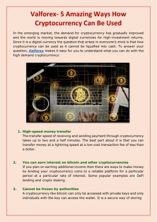 Valforex- 5 Amazing Ways How Cryptocurrency Can Be Used-converted