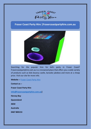 Fraser Coast Party Hire |Frasercoastpartyhire.com.au