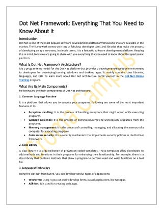 Dot Net Framework  Everything That You Need to Know About It