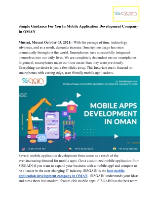 Simple Guidance For You In Mobile Application Development Company In OMAN