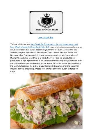 5% Off- Joes Snack Bar Restaurant Menu Sunnybank Hills,QLD