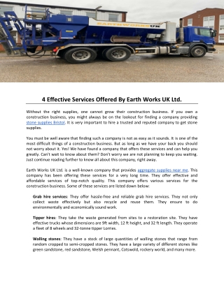 4 Effective Services Offered By Earth Works UK Ltd