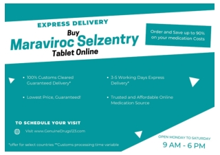 Get SELZENTRY MARAVIROC 150 mg Tablet at Lowest Cost Online (1)