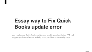Why occur Quick Booksupdate error?