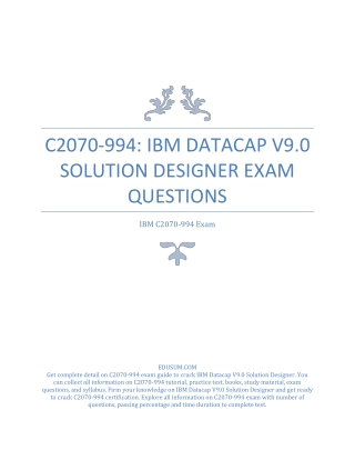 C2070-994: IBM Datacap V9.0 Solution Designer Exam Questions