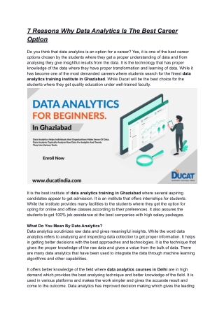 Reasons Why Data Analytics Is The Best Career Option