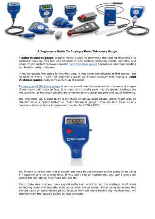 A Beginner’s Guide To Buying a Paint Thickness Gauge