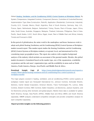 Heating, Ventilation, and Air Conditioning (HVAC) Control Systems at Workplace Market