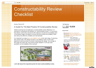 A Guide For The Best Practice Of Constructability Review