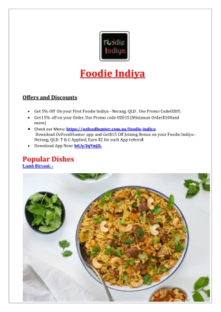 5% Off - Foodie Indiya - Indian Restaurant Nerang, QLD