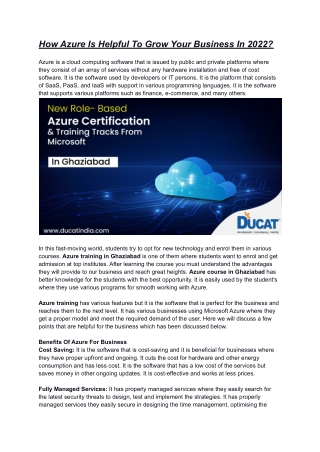 How Azure Is Helpful To Grow Your Business In 2022