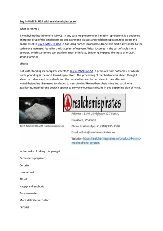 Buy 4-MMC in USA with realchemispirates.ro