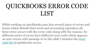 QUICKBOOKS ERROR CODE LIST