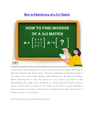 How to Find Inverse of a 3×3 Matrix