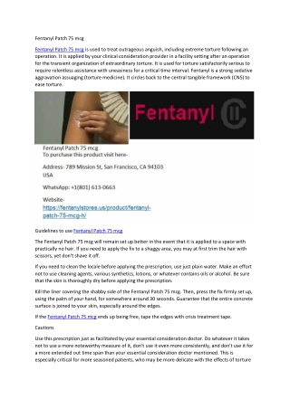 Fentanyl Patch 75 mcg