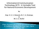 Information Communication Technology ICT : A Veritable Tool for National Economic Development