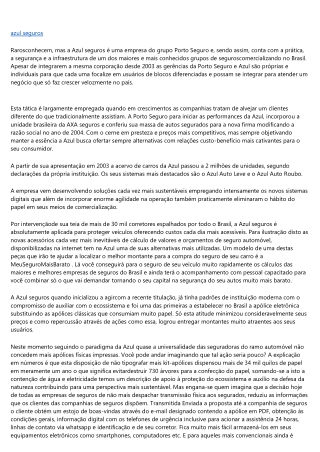 AZUL SEGUROS NOVO CONCEITO EM SEGURO AUTOMOTIVO.