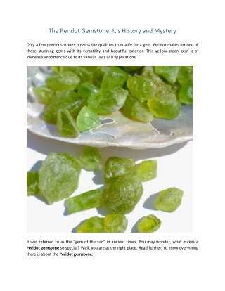 The Peridot Gemstone It's History and Mystery