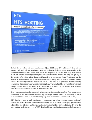 HTS Hosting Fastest, Secure Hosting Service Provider