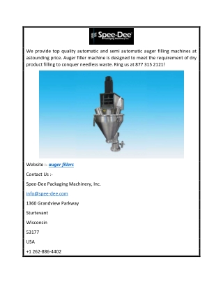 Automatic and Semi Automatic Auger Fillers Machine
