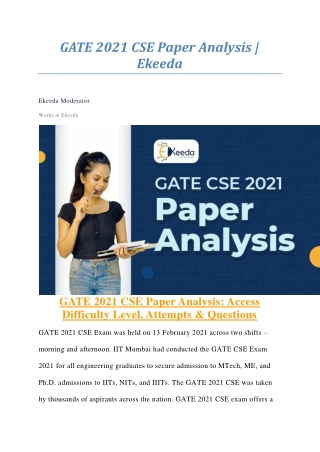 GATE 2021 CSE Paper Analysis