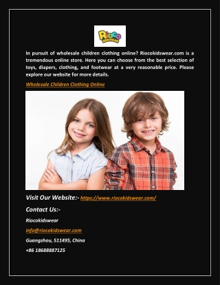 Wholesale Children Clothing Online | Riocokidswear.com