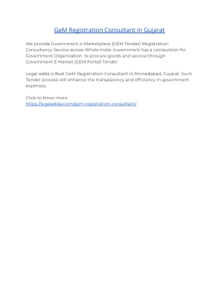 GeM Registration Consultant in Gujarat