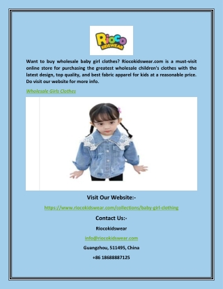 Wholesale Girls Clothes | Riocokidswear.com