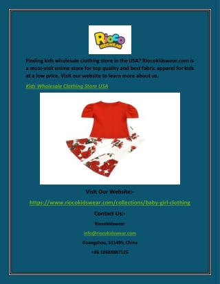 Kids Wholesale Clothing Store Usa | Riocokidswear.com
