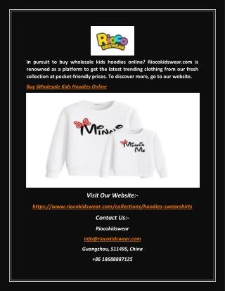 Buy Wholesale Kids Hoodies Online | Riocokidswear.com